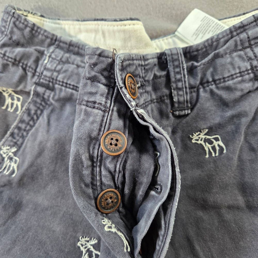 Abercrombie & Fitch Mens 33 Grey Moose Print Heavyweight Cotton Chino Shorts - Picture 6 of 9